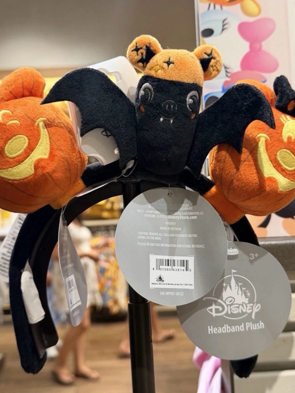 2026 Disney Parks Create Headband Ears Halloween Pumpkin & Bat 4 Pc Set Plush